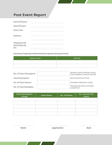 Post Event Report Template