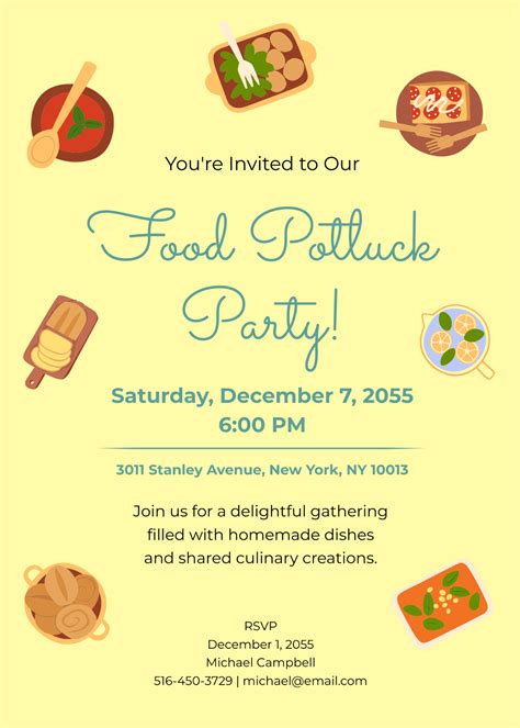 Potluck Announcement Template