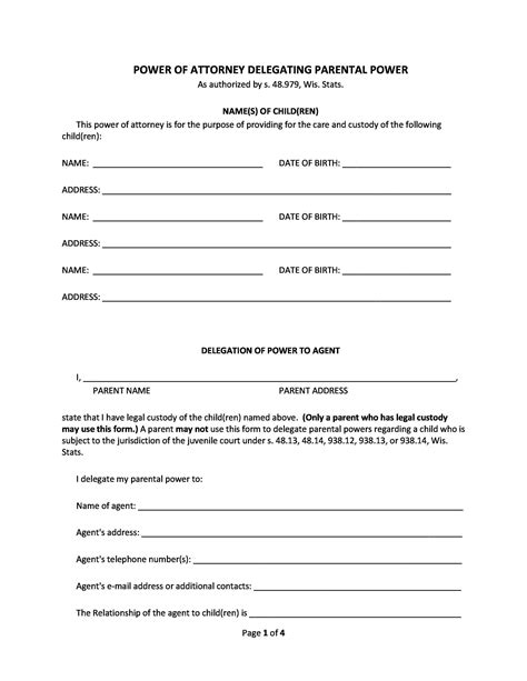 Power Of Attorney Form Template