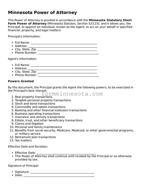 Power Of Attorney Template Minnesota