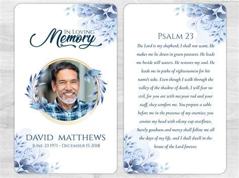 Prayer Cards For Funeral Templates