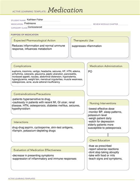 Prednisone Ati Medication Template