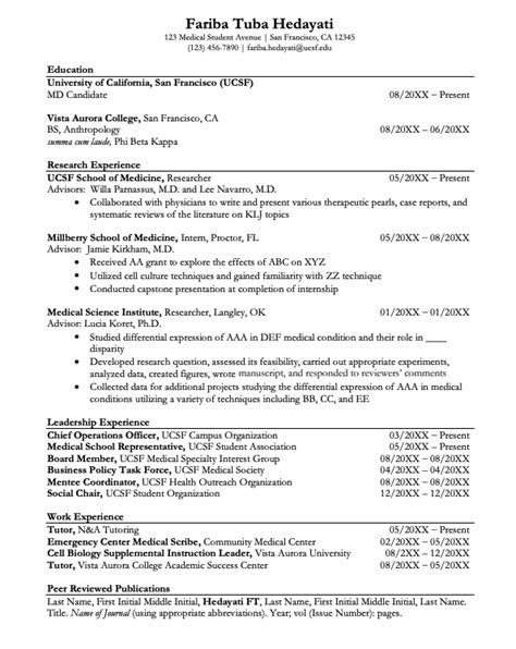 Premed Resume Template
