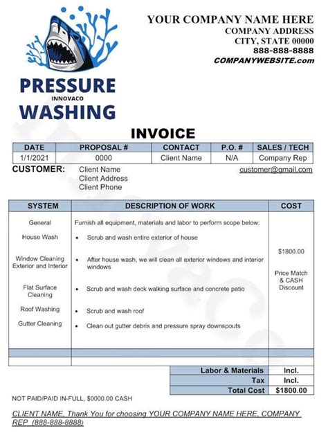 Pressure Washing Quote Template