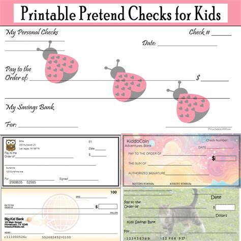 Pretend Checks Printable
