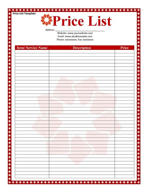 Price List Template