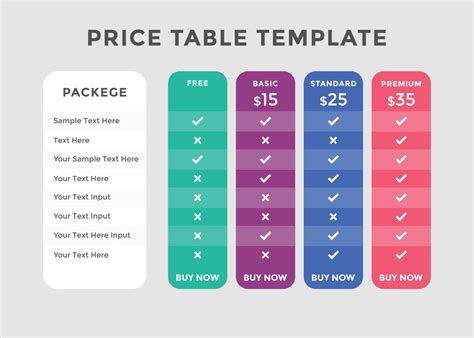Pricing Chart Template