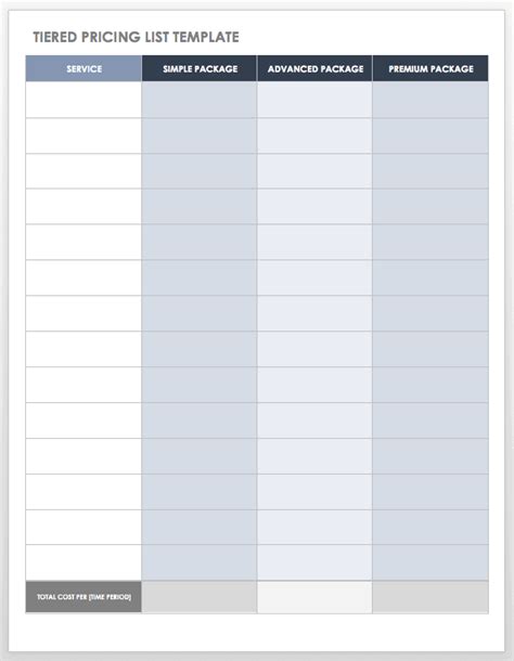 Pricing List Template