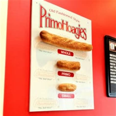 Primo Hoagies Sizes Chart