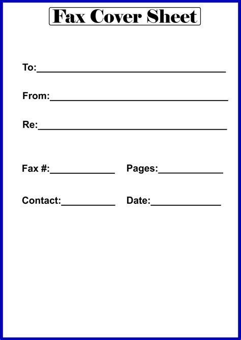 Print Fax Cover Sheet Template