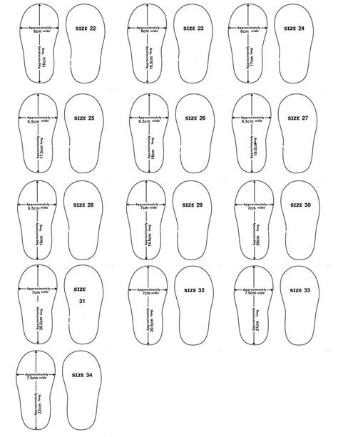 Print Shoe Size Template