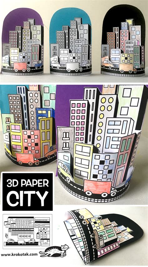 Printable 3d Paper City Buildings Template