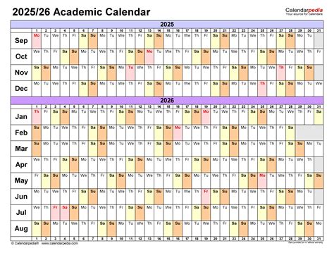 Printable Academic Calendars