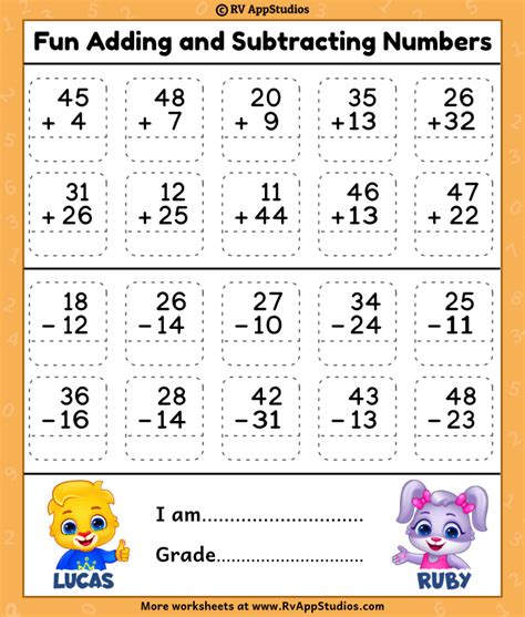 Printable Addition And Subtraction Sheets
