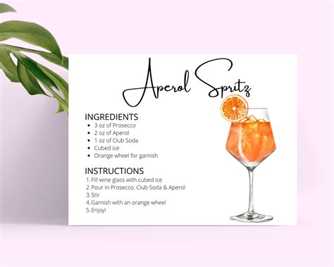 Printable Aperol Spritz Recipe