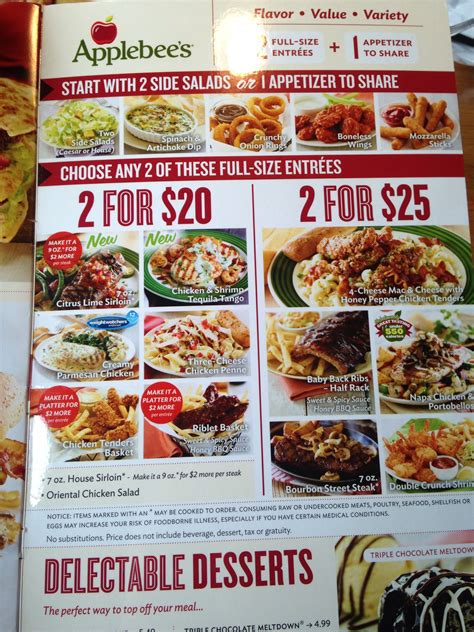 Printable Applebee's Menu