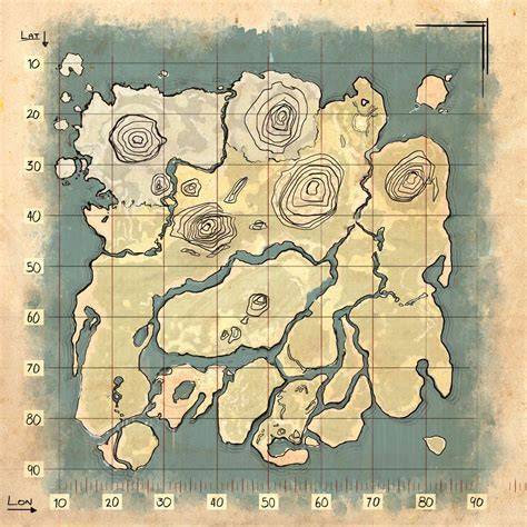 Printable Ark The Island Map With Grid Lines