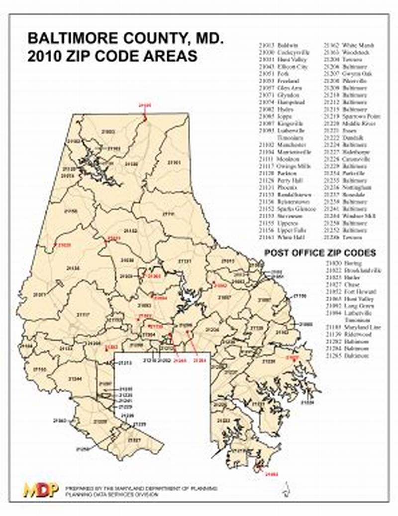 Printable Baltimore County Zip Code Map