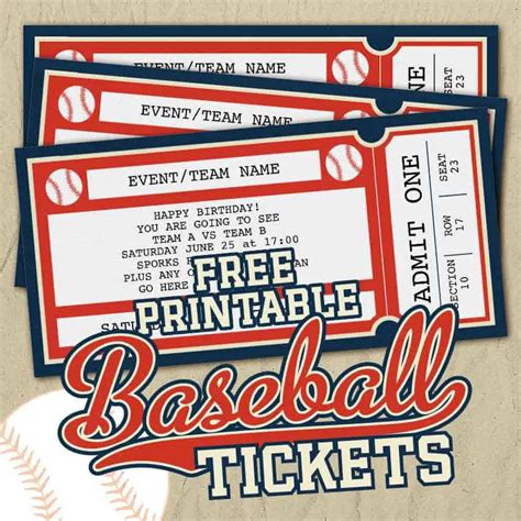 Printable Baseball Tickets