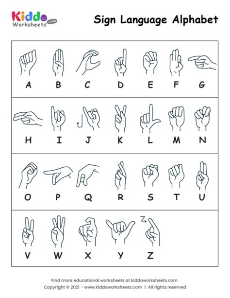 Printable Beginner Sign Language Alphabet