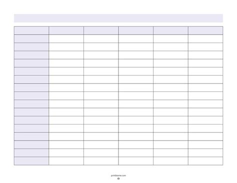 Printable Blank 6 Column Chart Template