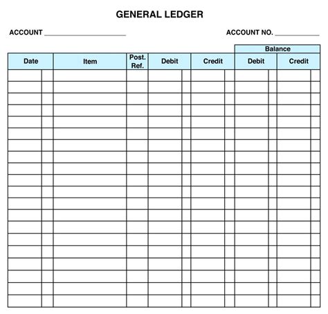 Printable Blank Ledger Template