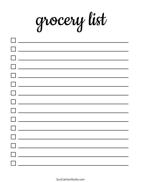 Printable Blank Shopping List