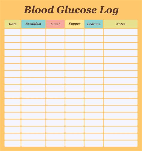 Printable Blood Glucose Log