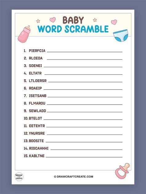 Printable Blue Baby Boy Scramble Game With Answers