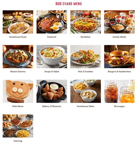 Printable Bob Evans Menu