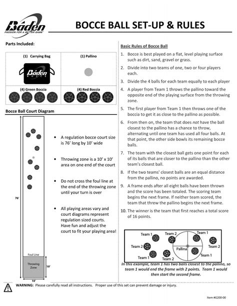 Printable Bocce Rules