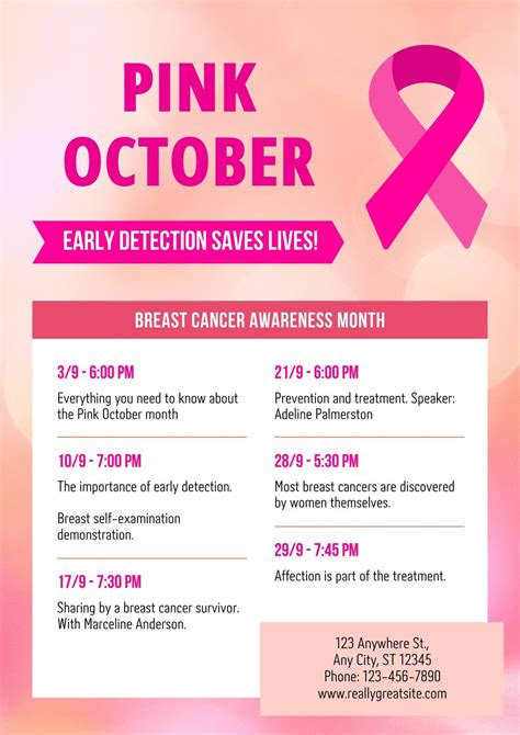 Printable Breast Cancer Awareness Information