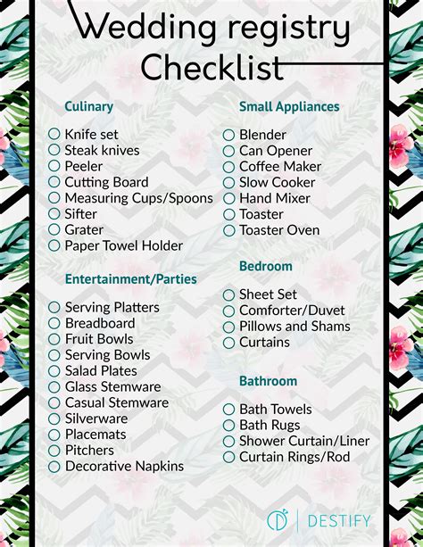 Printable Bridal Registry Checklist
