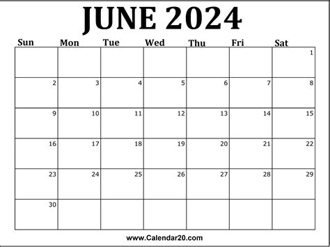 Printable Calendar June