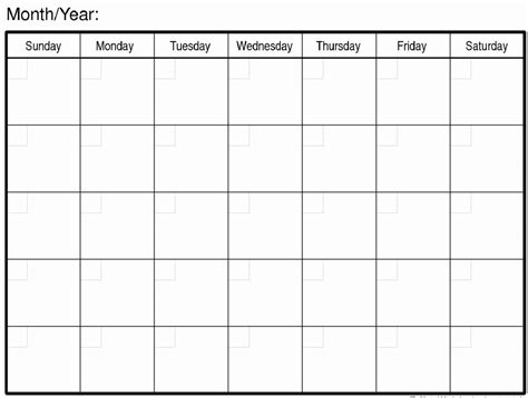 Printable Calendar With Big Squares