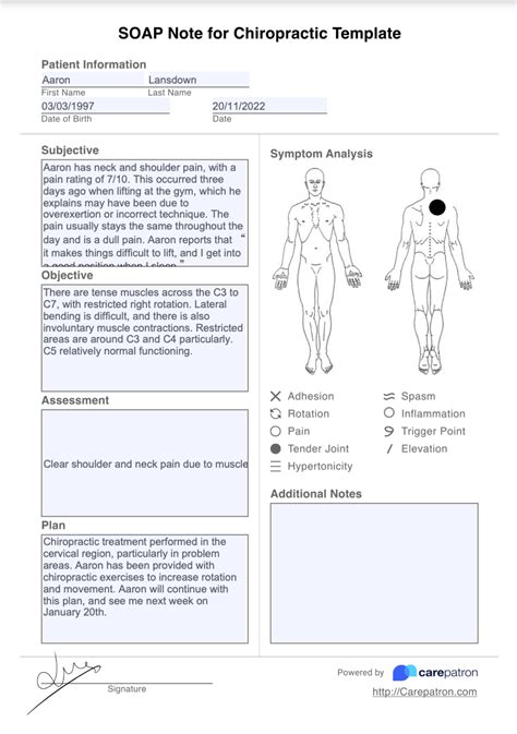 Printable Chiropractic Soap Notes Template Free