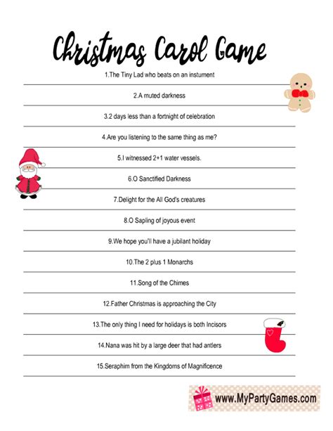 Printable Christmas Carol Games