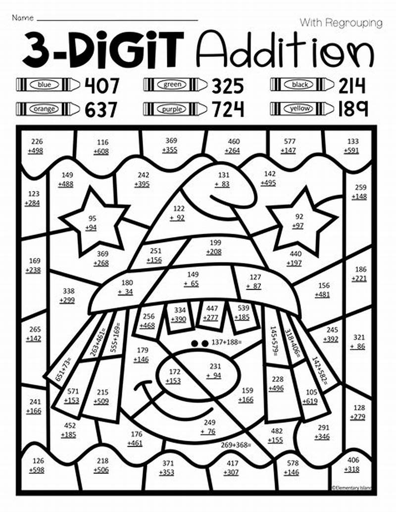 Printable Color By Number Math Sheets