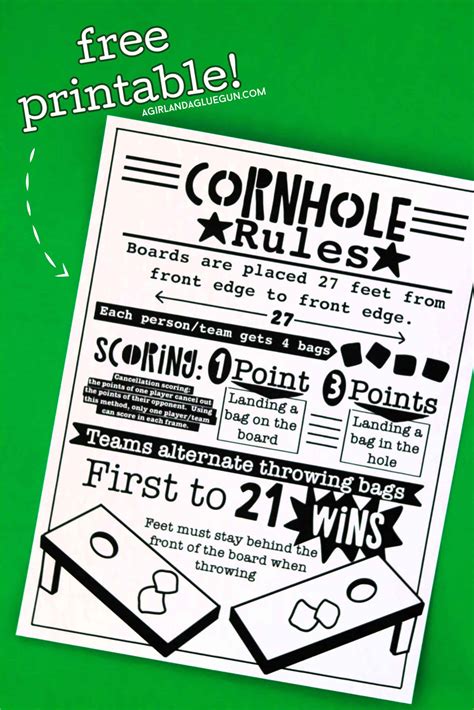 Printable Corn Hole Rules