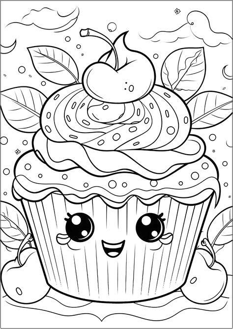 Printable Cute Cupcake Coloring Pages