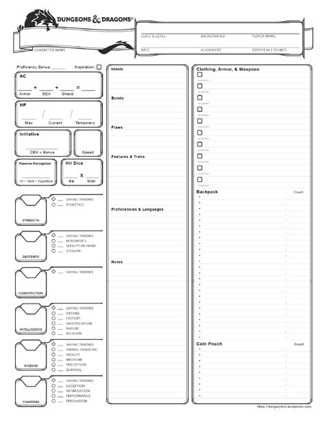 Printable D D Character Sheet