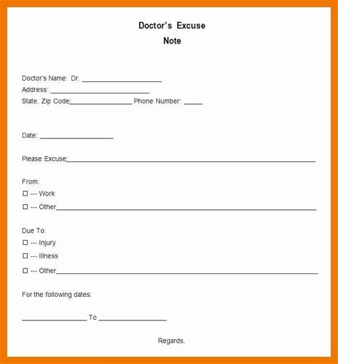 Printable Dentist Excuse Note