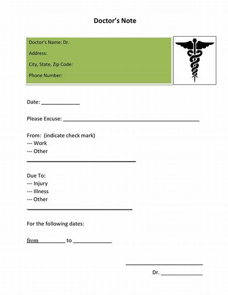 Printable Fake Doctors Note For Work