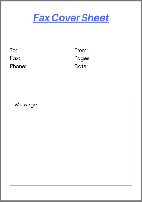 Printable Fax Cover Page Template