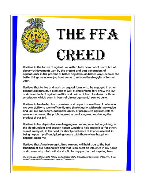 Printable Ffa Creed