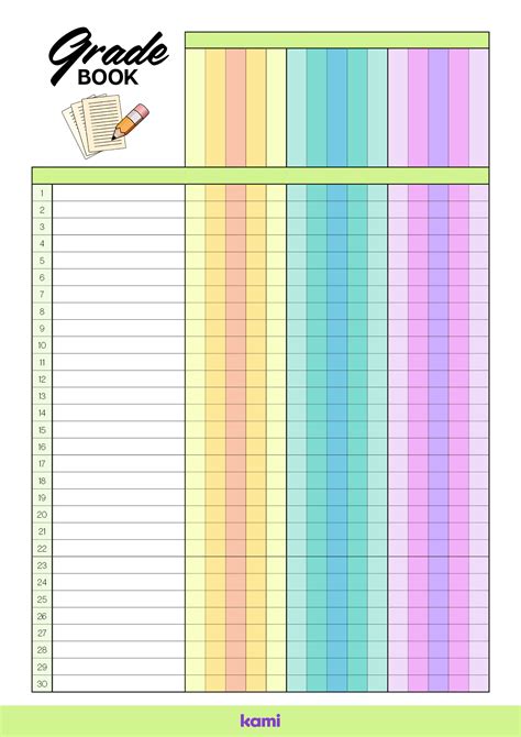 Printable Gradebook Template