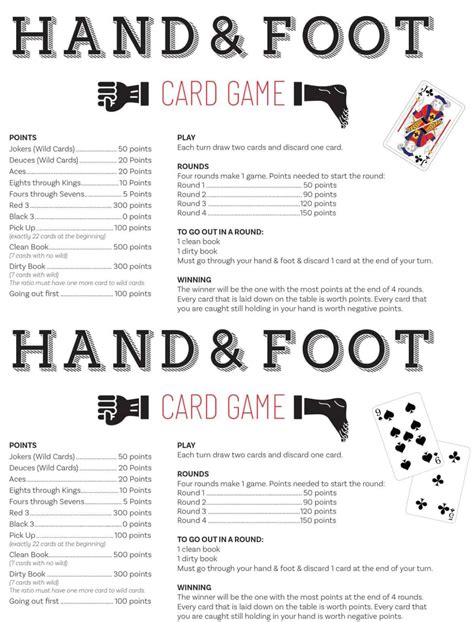 Printable Hand And Foot Rules For 2 Players