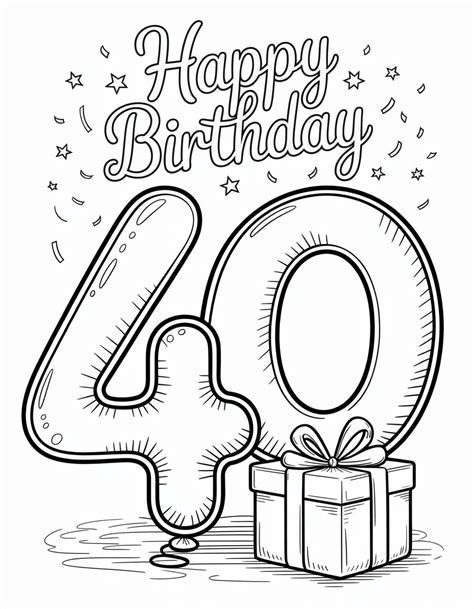 Printable Happy 40th Birthday Coloring Pages