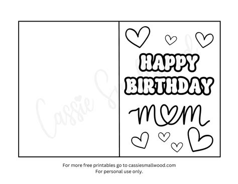 Printable Happy Birthday Mom Coloring Card
