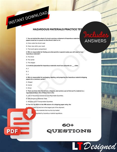 Printable Hazmat Test Questions And Answers